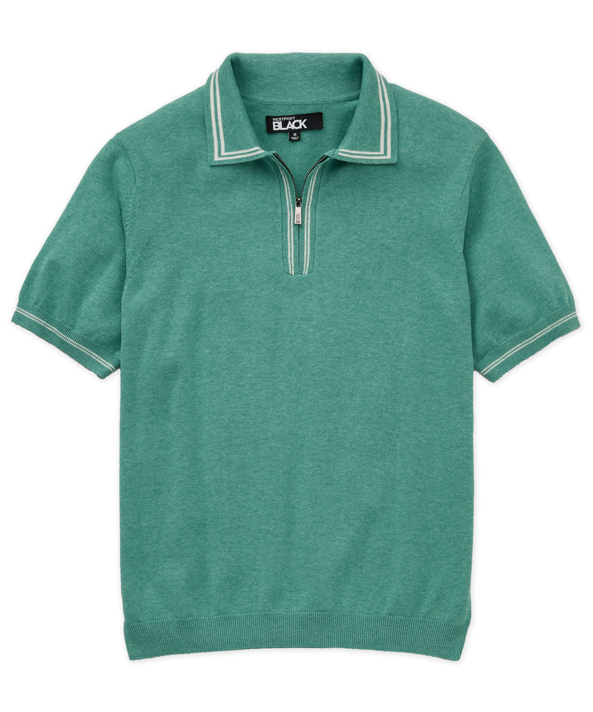 Westport Black Short Sleeve 'The Retro II' Zip Polo, Men's Big & Tall