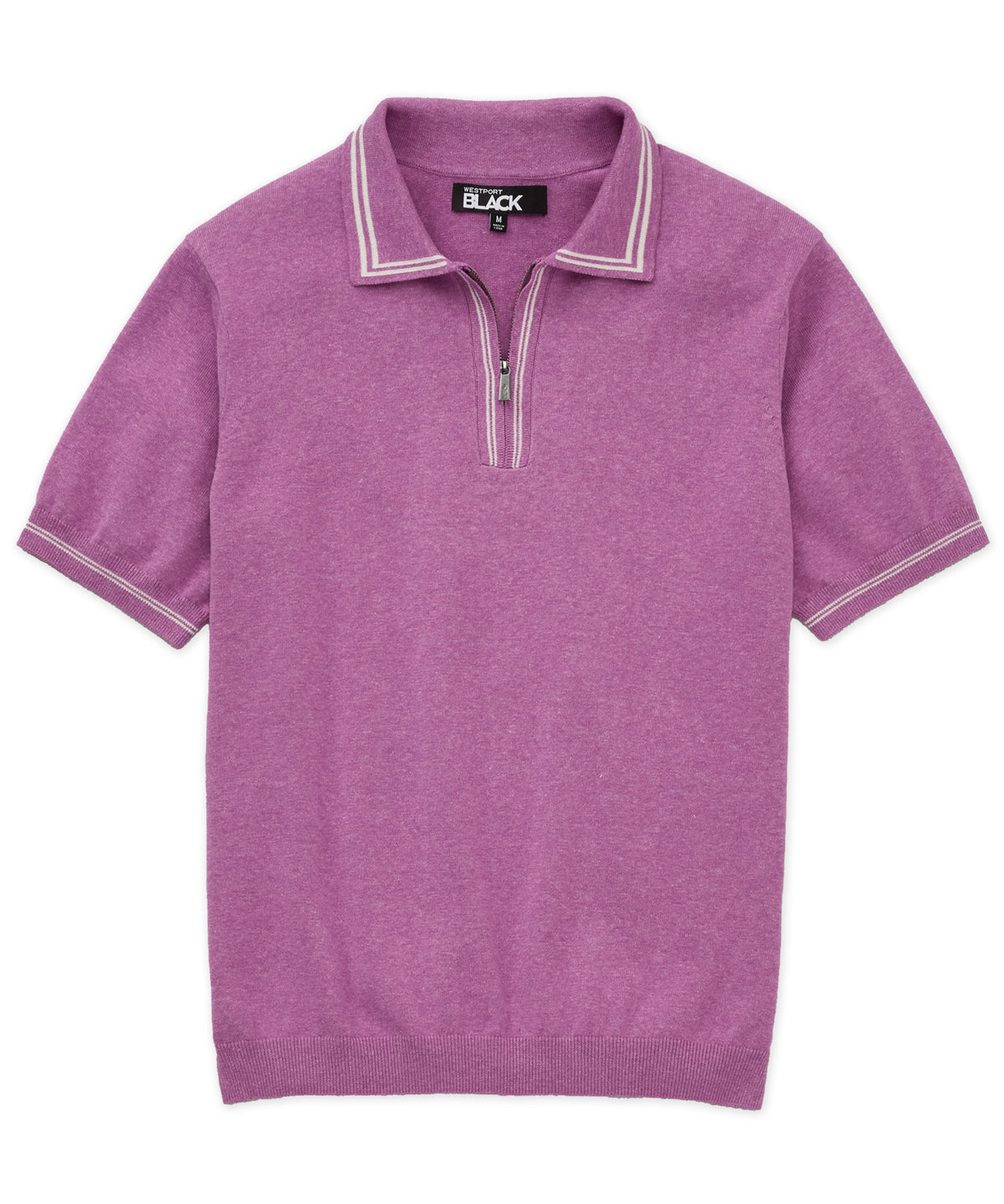 Westport Black Short Sleeve 'The Retro II' Zip Polo, Men's Big & Tall