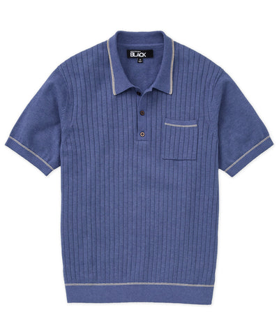Westport Black Short Sleeve Amici Ribbed Knit Polo, Men's Big & Tall