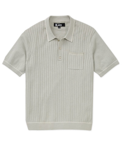 Westport Black Short Sleeve Amici Ribbed Knit Polo, Men's Big & Tall