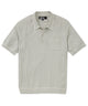 Light gray short-sleeve ribbed knit polo with button placket and chest pocket - Eucalyptus