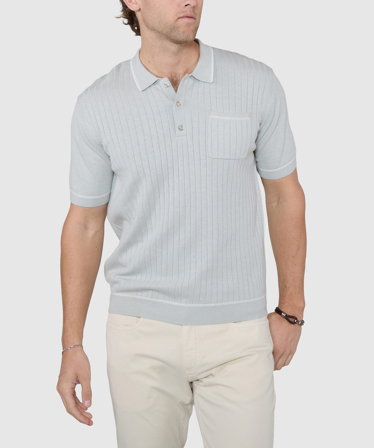 Westport Black Short Sleeve Amici Ribbed Knit Polo, Men's Big & Tall