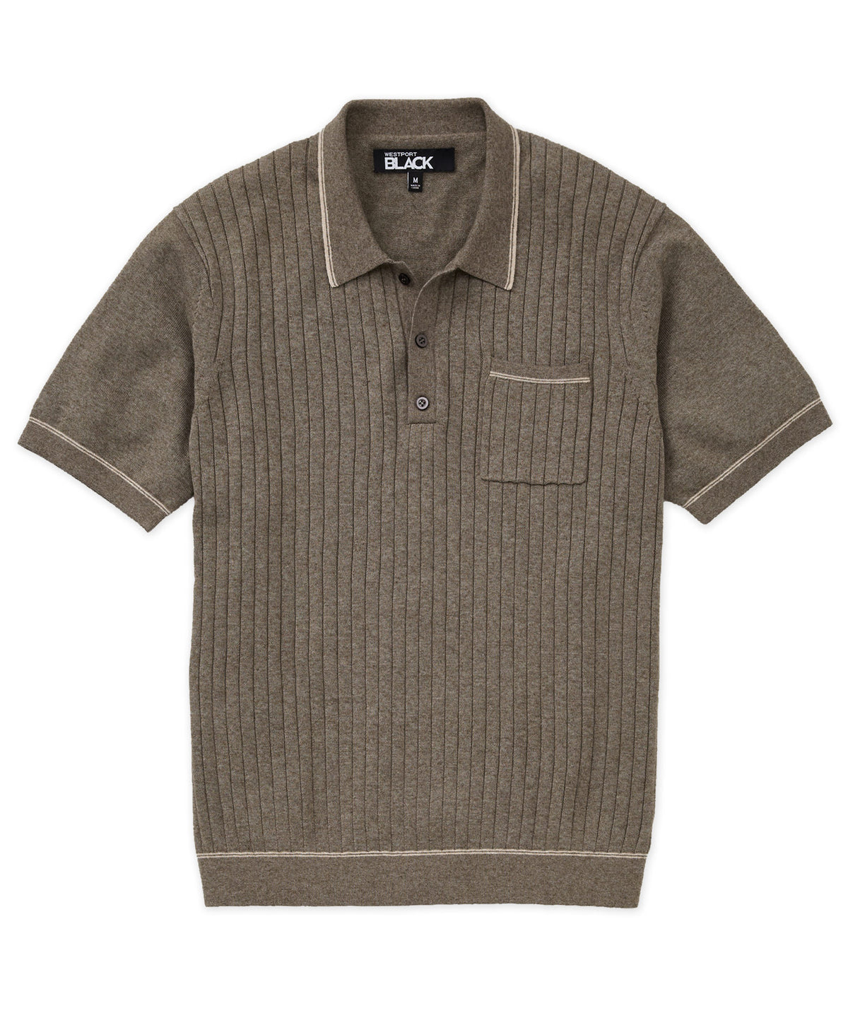 Westport Black Short Sleeve Amici Ribbed Knit Polo, Men's Big & Tall
