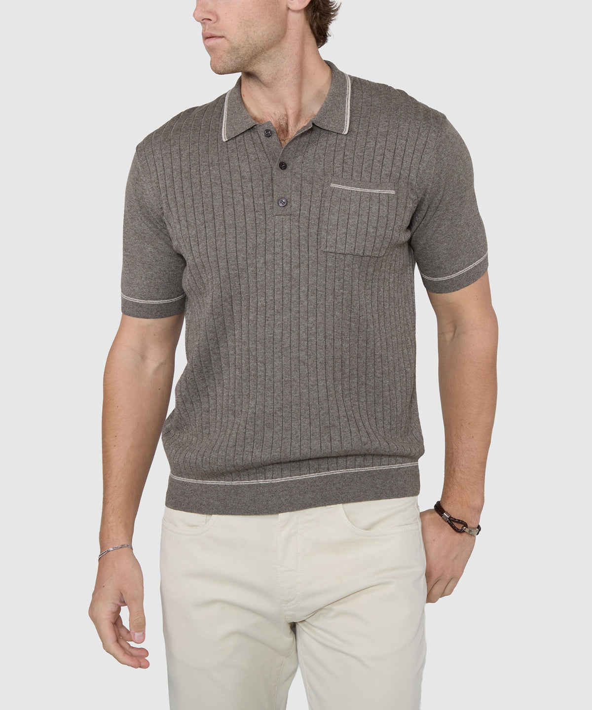 Westport Black Short Sleeve Amici Ribbed Knit Polo, Men's Big & Tall