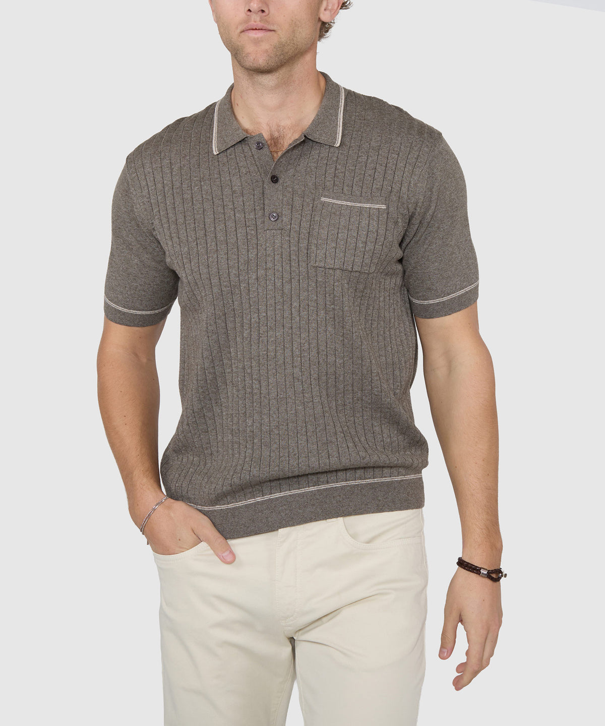 Westport Black Short Sleeve Amici Ribbed Knit Polo, Men's Big & Tall