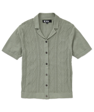 Westport Black Short Sleeve Sparks Button Front Cabana Polo, Men's Big & Tall