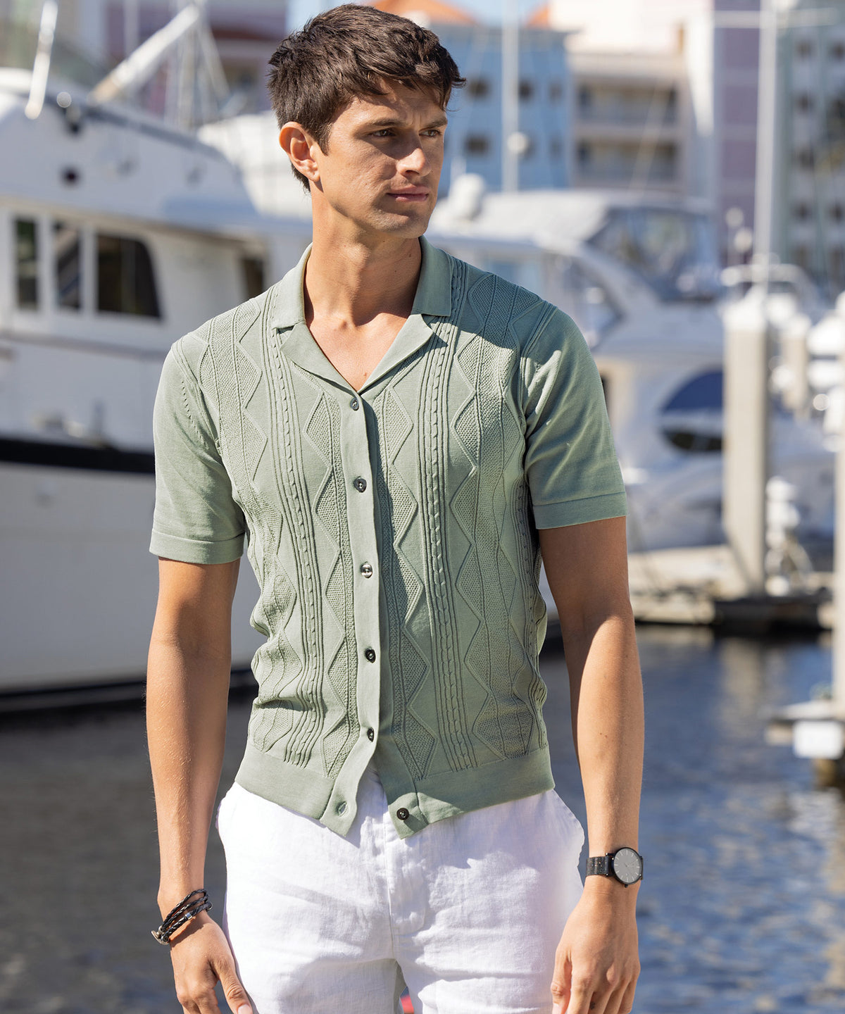 Westport Black Short Sleeve Sparks Button Front Cabana Polo, Men's Big & Tall