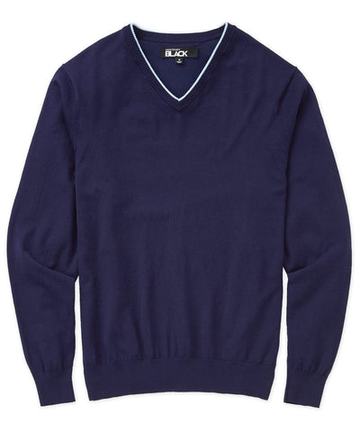 Westport Black Marabella V-Neck Sweater, Men's Big & Tall