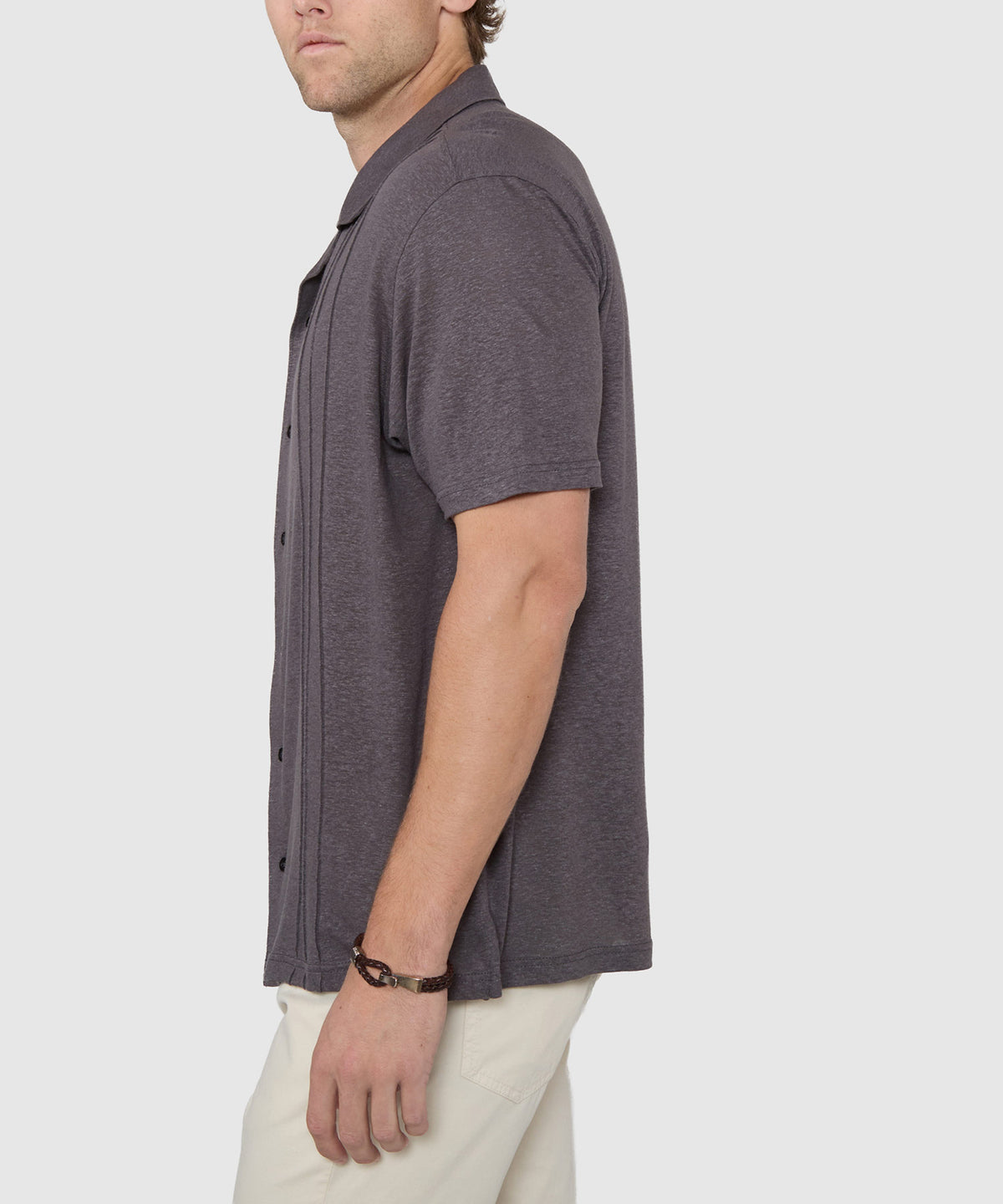 Westport Black Short Sleeve Cole Linen Blend Cabana, Men's Big & Tall