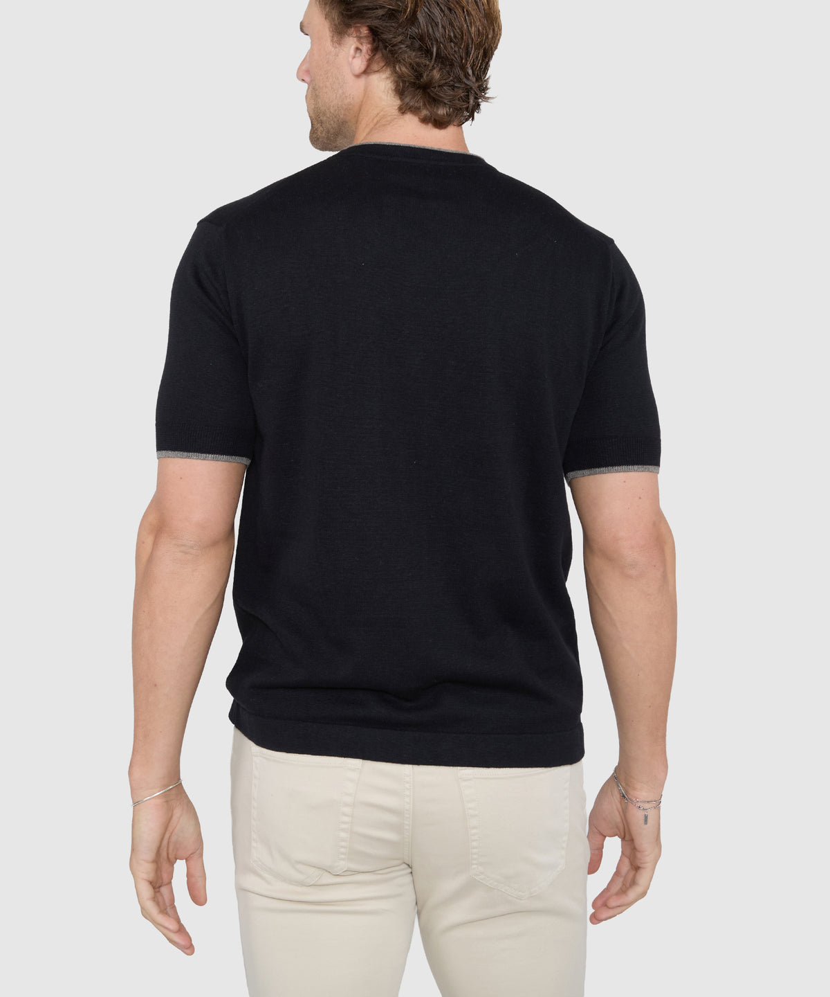 Westport Black Short Sleeve Retro Roulle Crew, Men's Big & Tall
