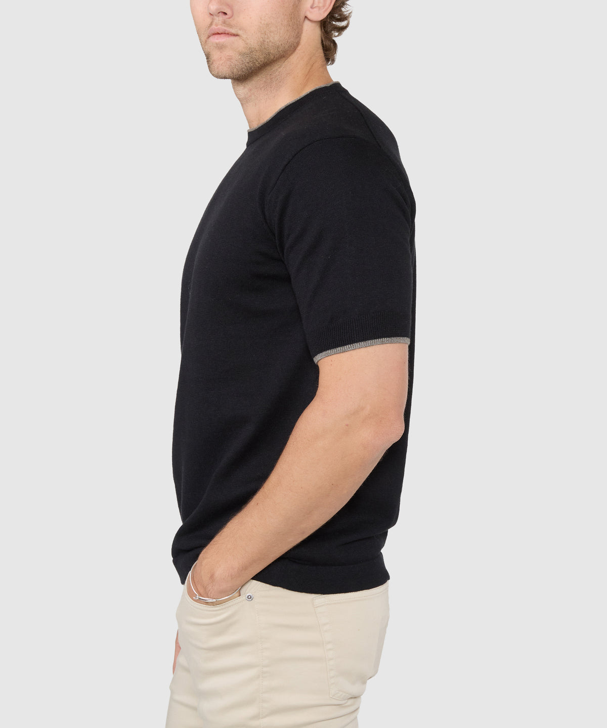 Westport Black Short Sleeve Retro Roulle Crew, Men's Big & Tall