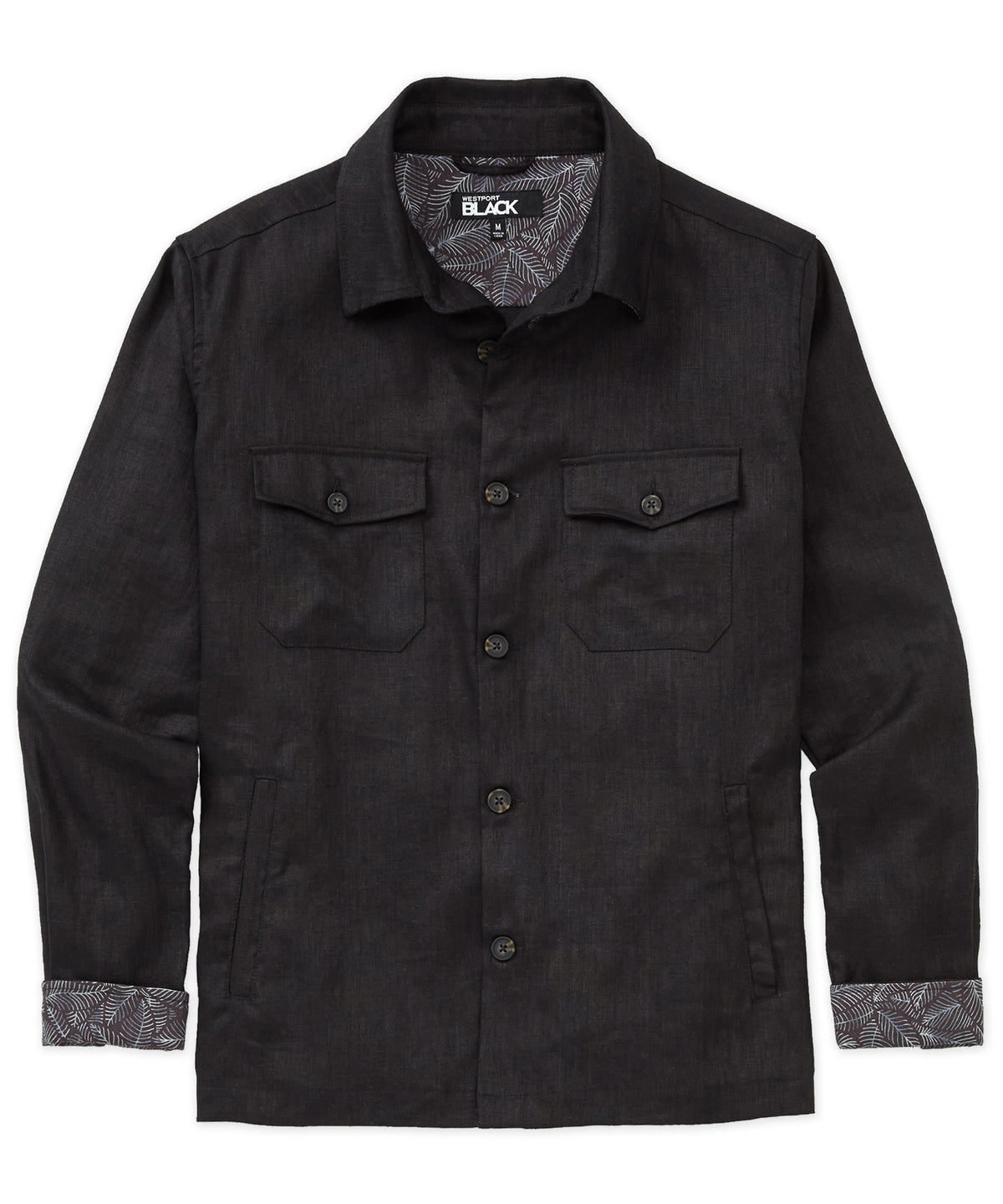 Westport Black Long Sleeve Boardwalk Linen Overshirt, Men's Big & Tall
