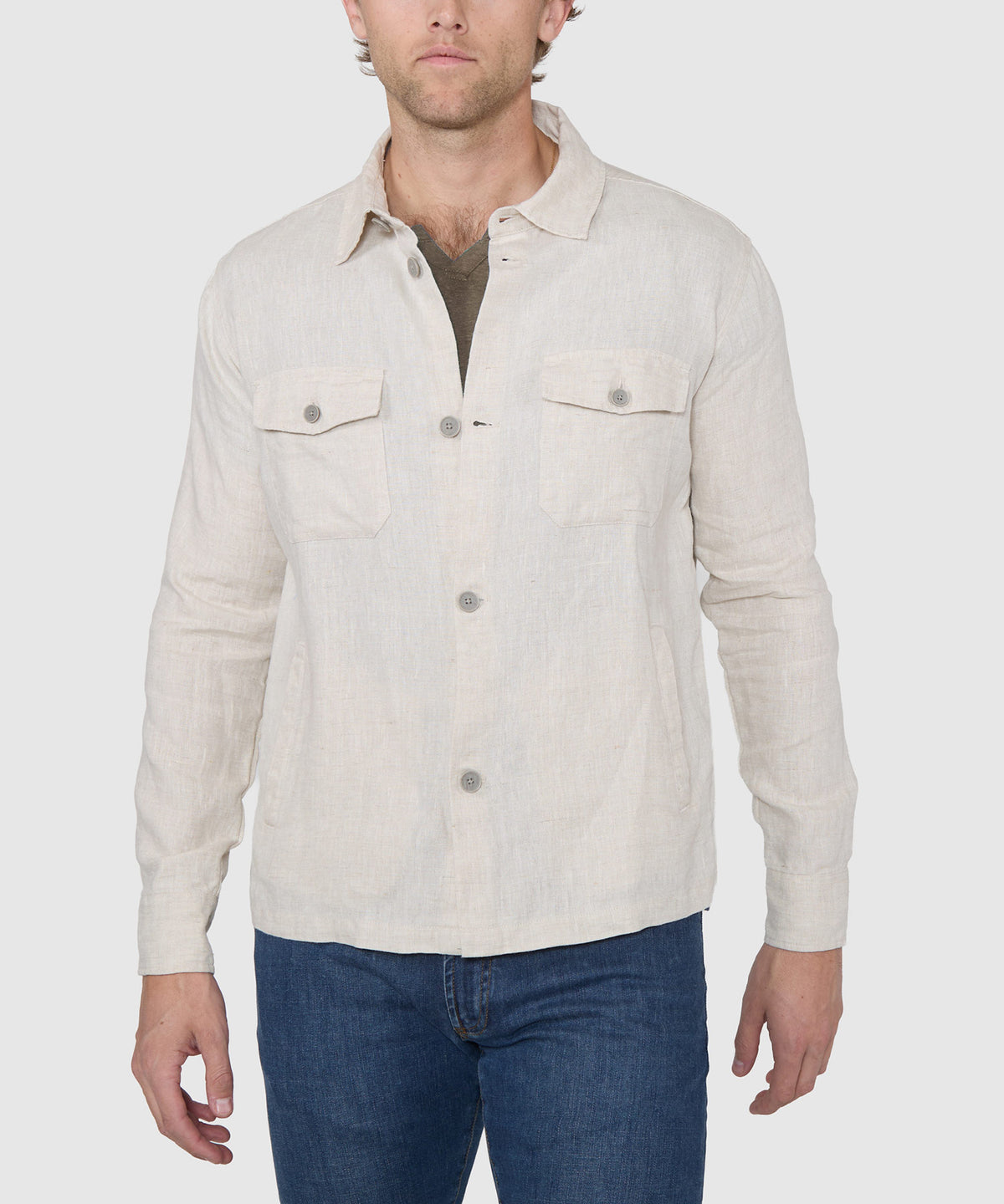 Westport Black Long Sleeve Boardwalk Linen Overshirt, Men's Big & Tall