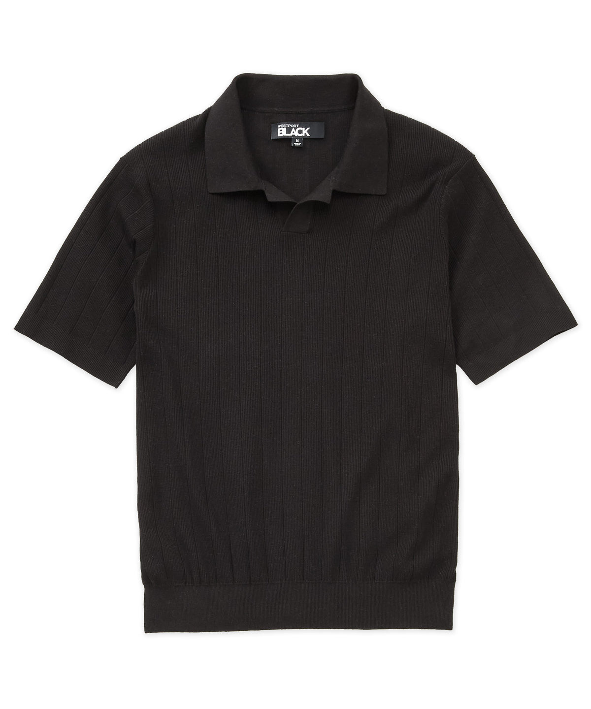 Westport Black Short Sleeve Portofino Johnny Collar Polo, Men's Big & Tall