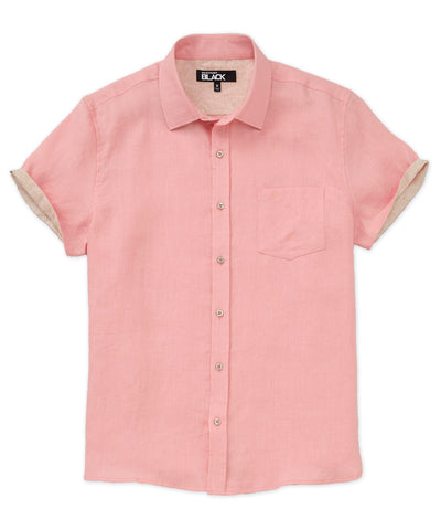 Westport Black Southport Short Sleeve Linen Shirt, Men's Big & Tall