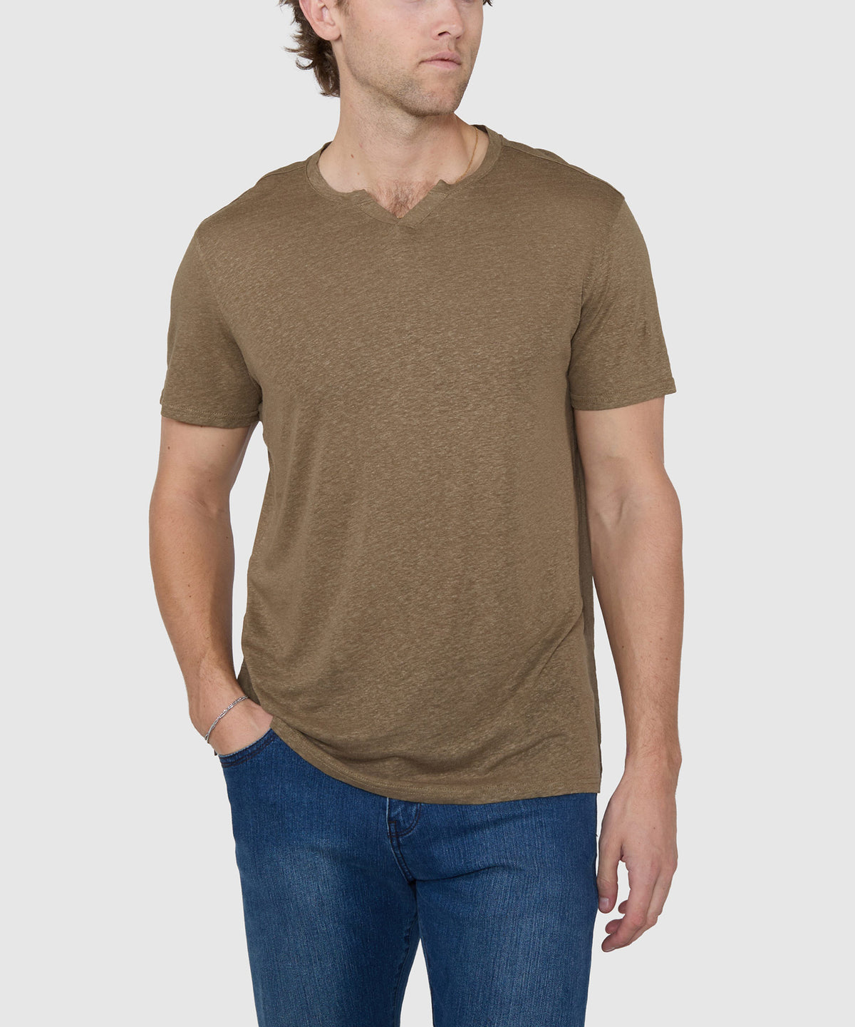 Westport Black Bellmont Short Sleeve V-Notch Linen Crew, Men's Big & Tall