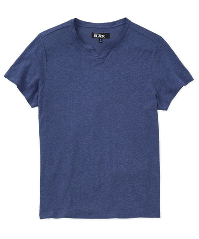 Westport Black Bellmont Short Sleeve V-Notch Linen Crew, Men's Big & Tall