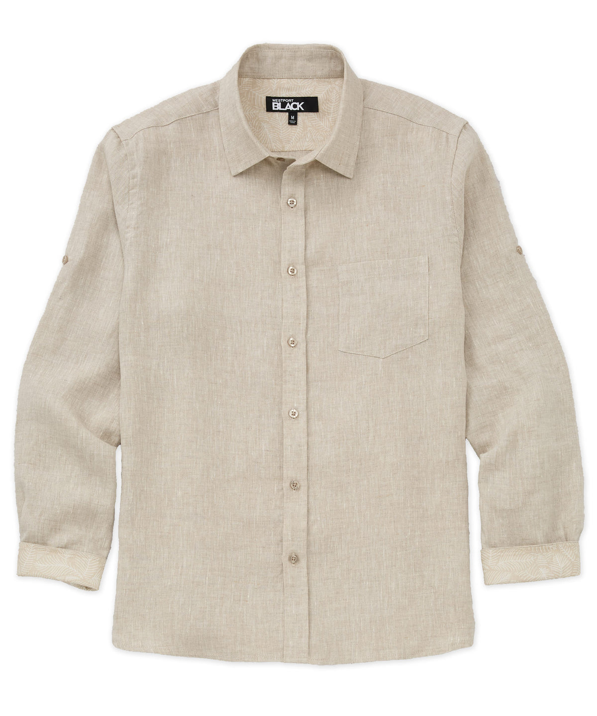 Westport Black Southport Long Sleeve Linen Shirt, Men's Big & Tall