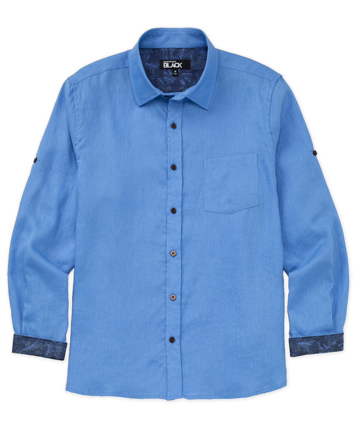 Westport Black Southport Long Sleeve Linen Shirt, Men's Big & Tall