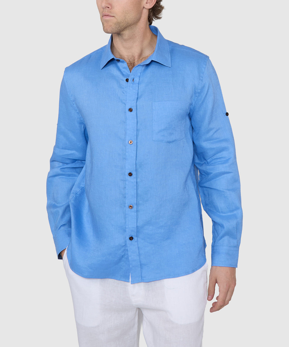 Westport Black Southport Long Sleeve Linen Shirt, Men's Big & Tall