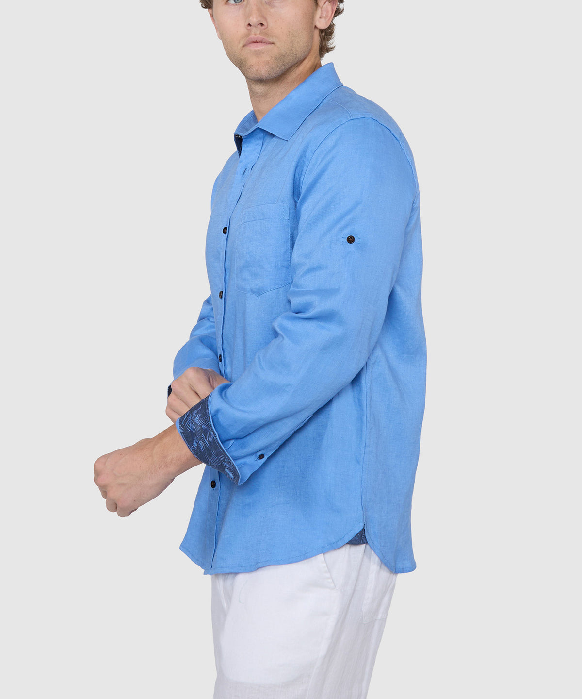 Westport Black Southport Long Sleeve Linen Shirt, Men's Big & Tall