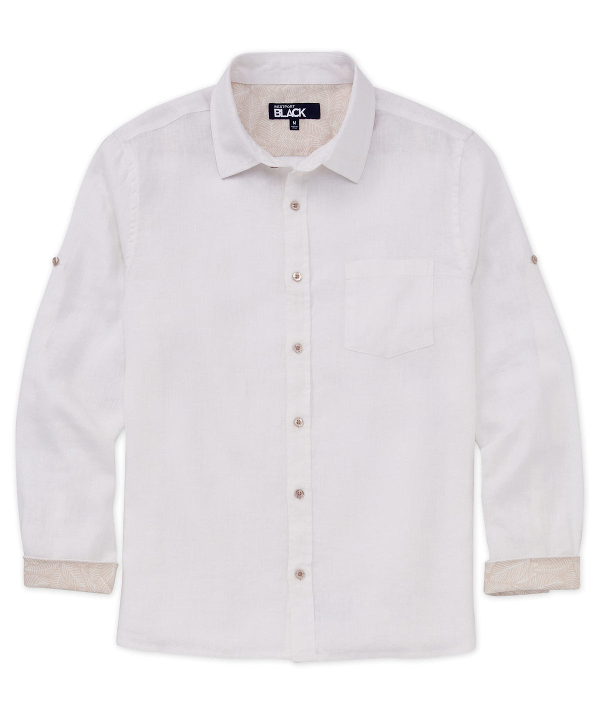 Westport Black Southport Long Sleeve Linen Shirt, Men's Big & Tall