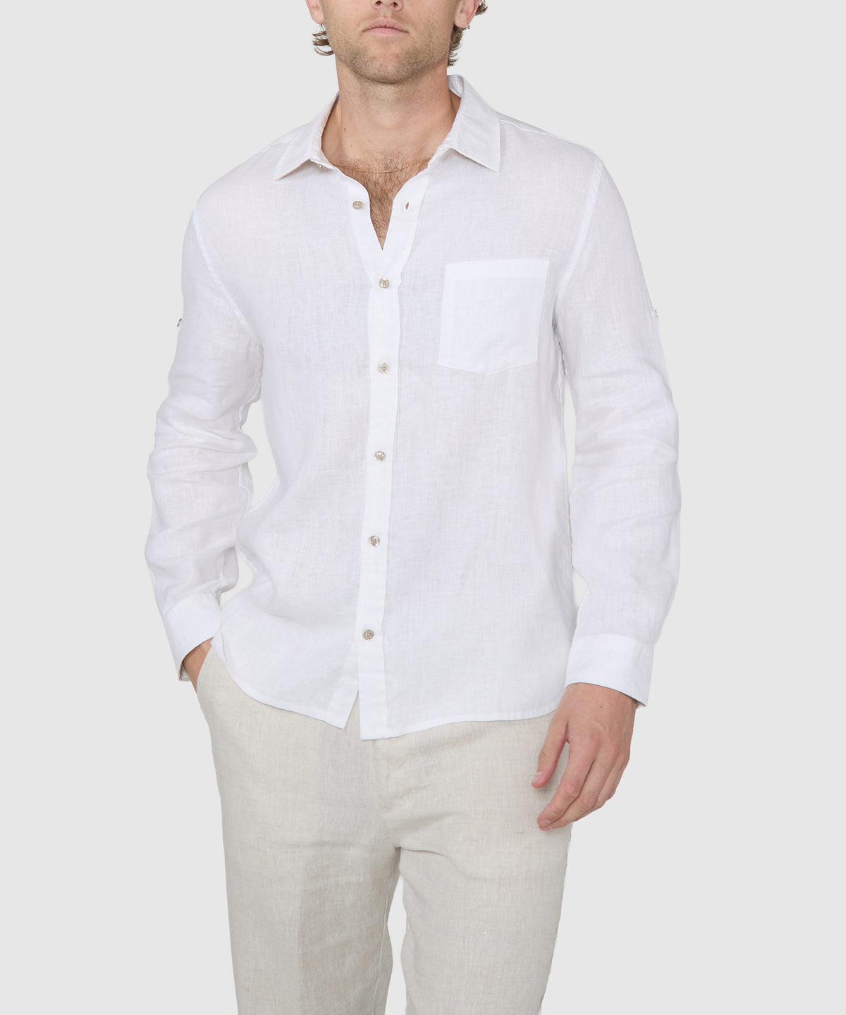 Westport Black Southport Long Sleeve Linen Shirt, Men's Big & Tall