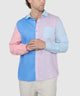 Westport Black Southport Long Sleeve Color Block Linen Shirt
