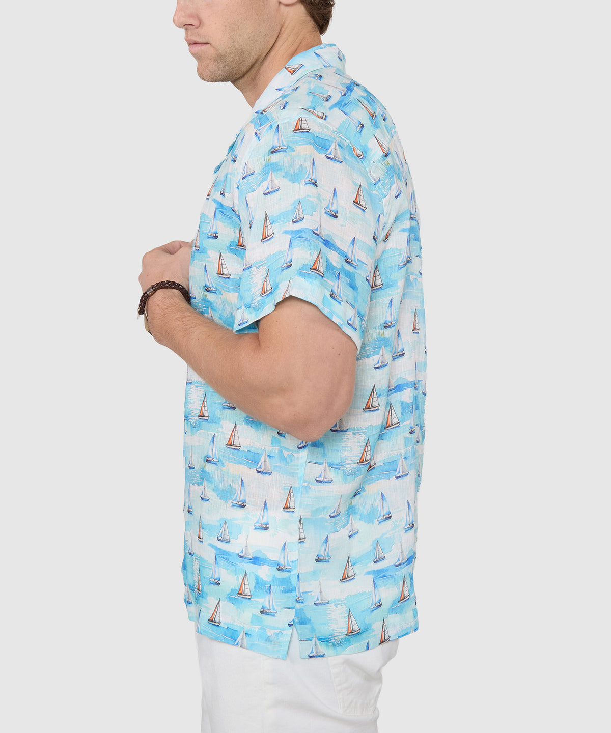 Westport Black Boat Print Camp Shirt, Men's Big & Tall
