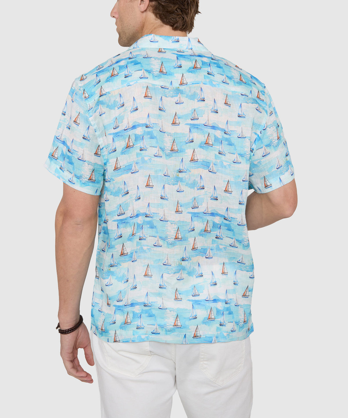 Westport Black Boat Print Camp Shirt, Men's Big & Tall