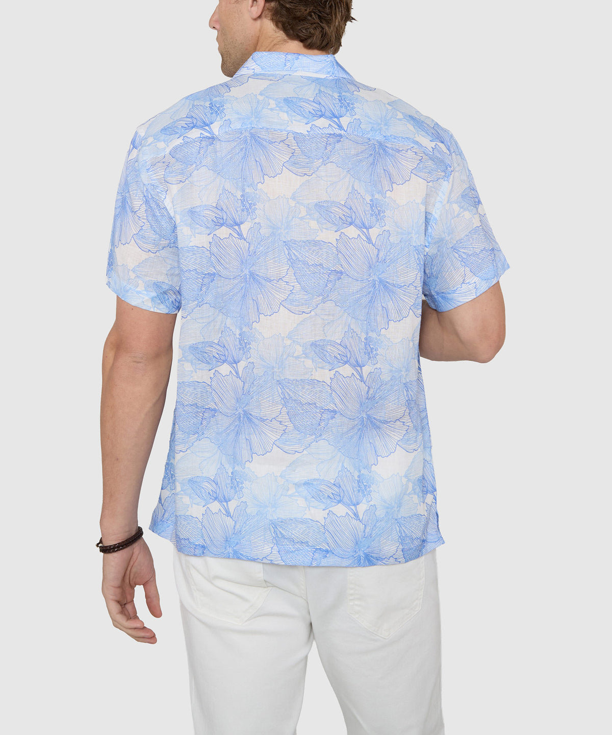 Westport Black Floral Print Linen Camp Shirt, Men's Big & Tall