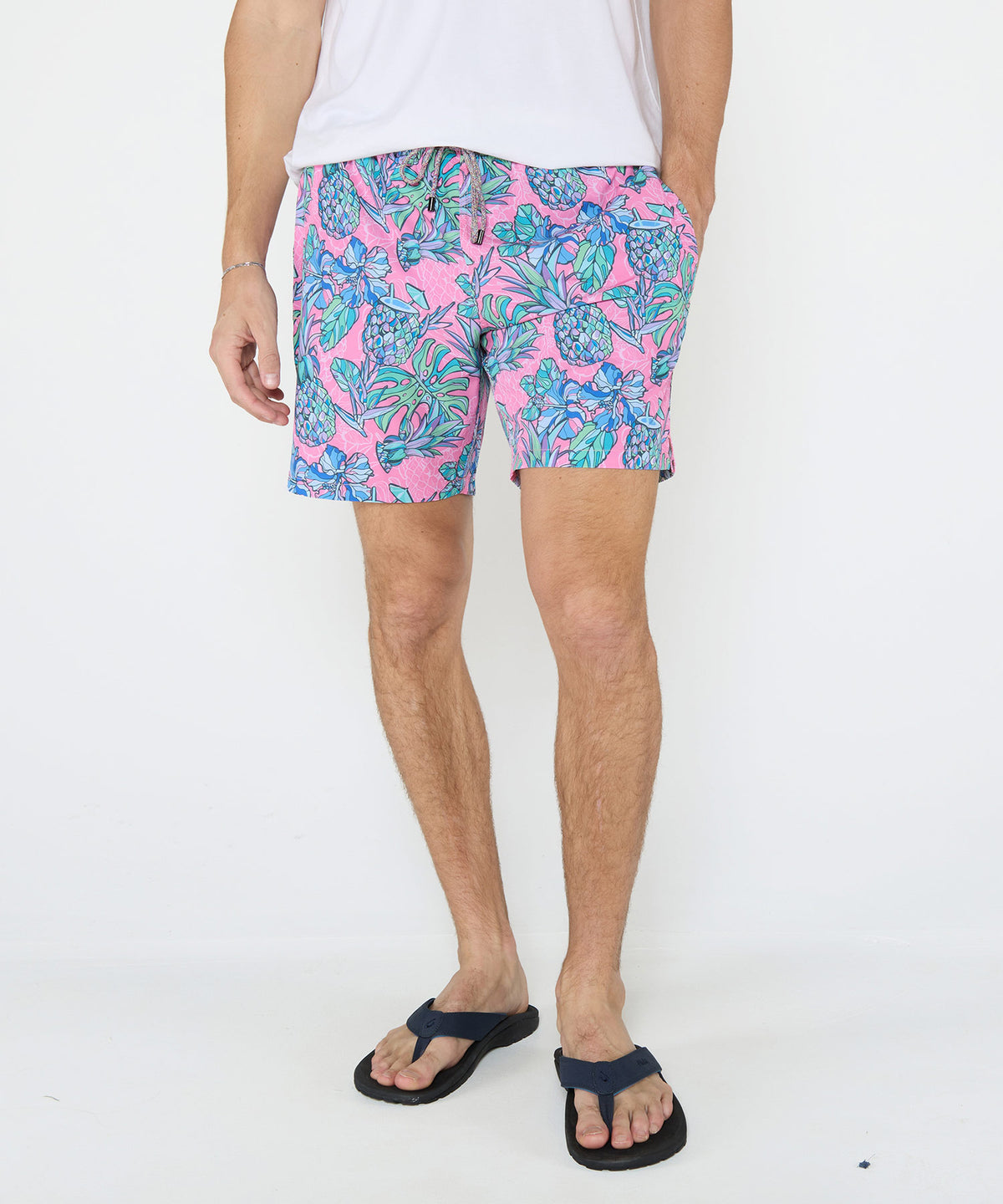 Westport Black Hampton Pineapple Print Swim Shorts, Men's Big & Tall