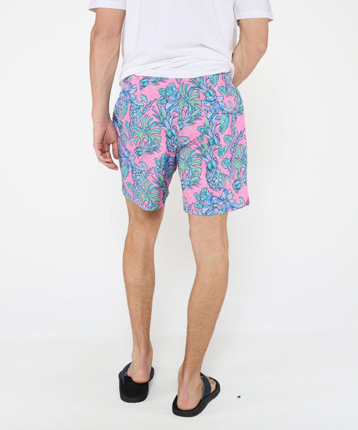Westport Black Hampton Pineapple Print Swim Shorts, Men's Big & Tall
