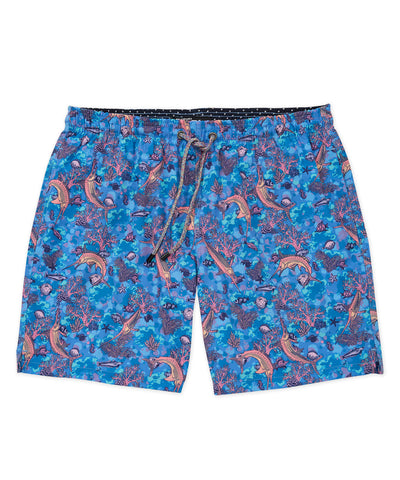 Westport Black Hampton Marlin Print Swim Shorts, Men's Big & Tall