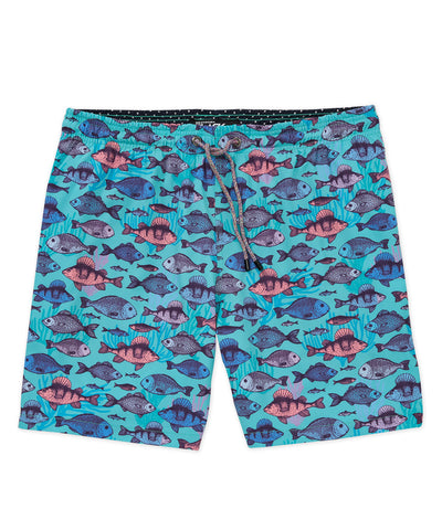 Westport Black Hampton Fish Print Swim Shorts, Men's Big & Tall