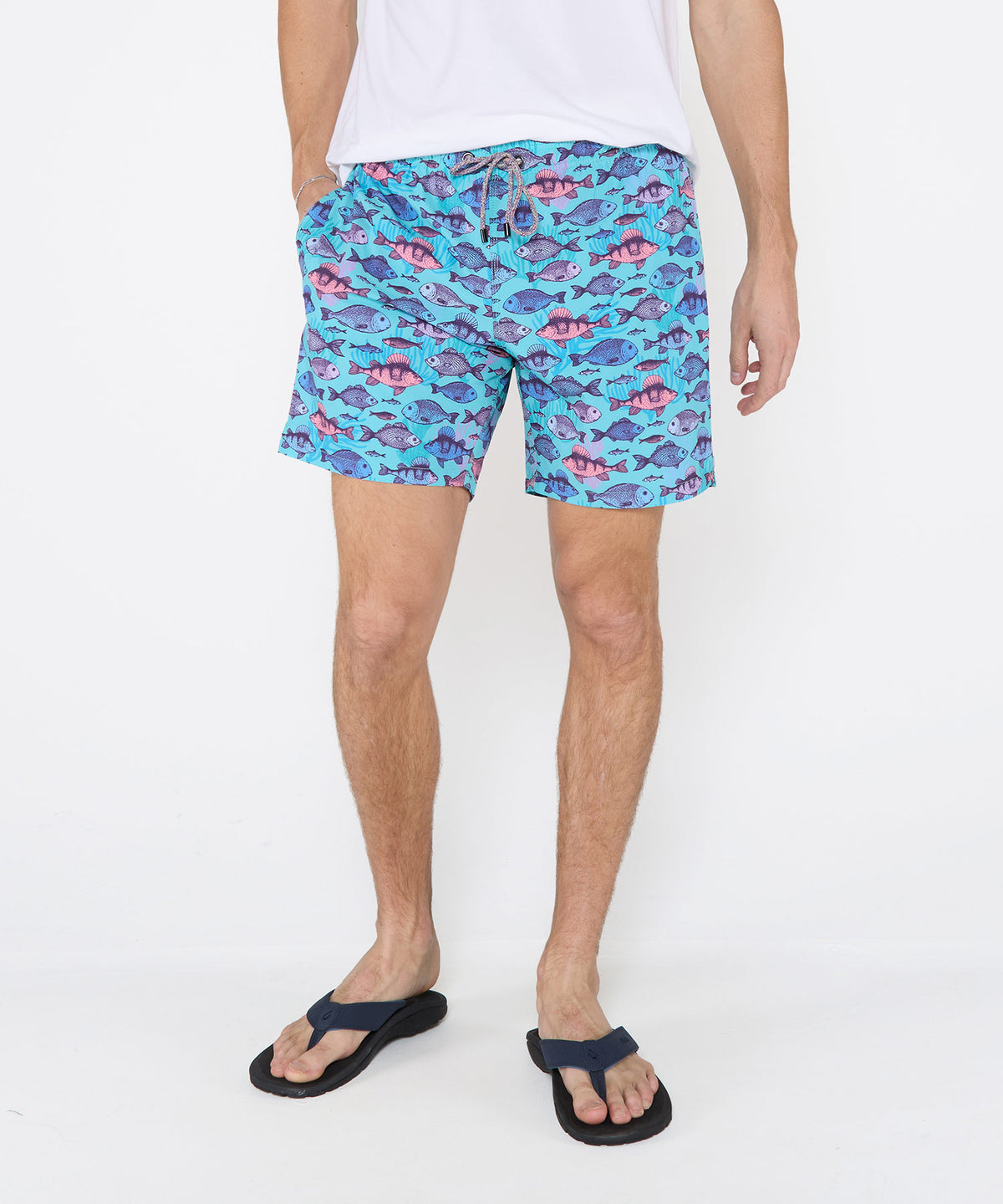 Westport Black Hampton Fish Print Swim Shorts, Men's Big & Tall