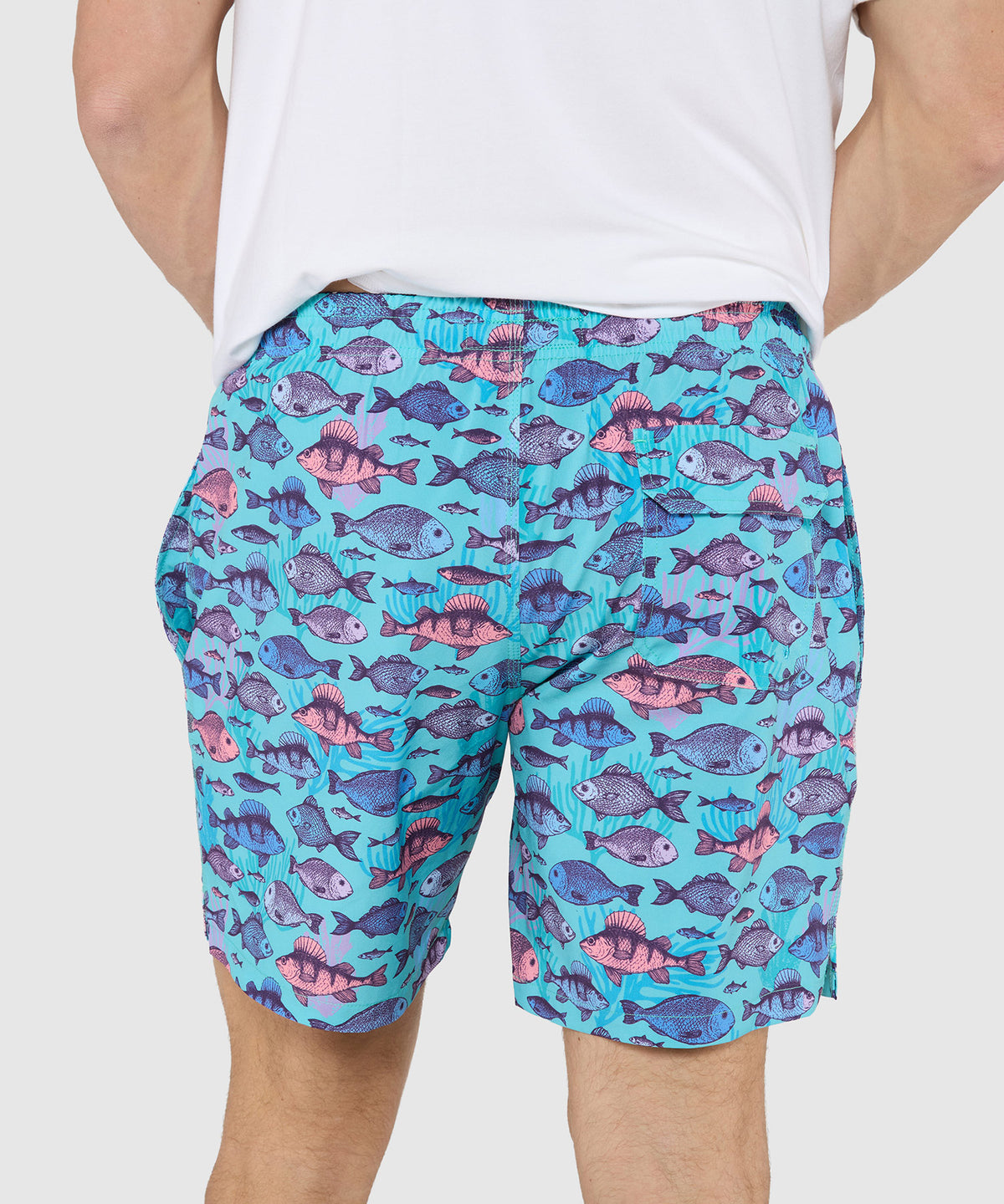Westport Black Hampton Fish Print Swim Shorts, Men's Big & Tall