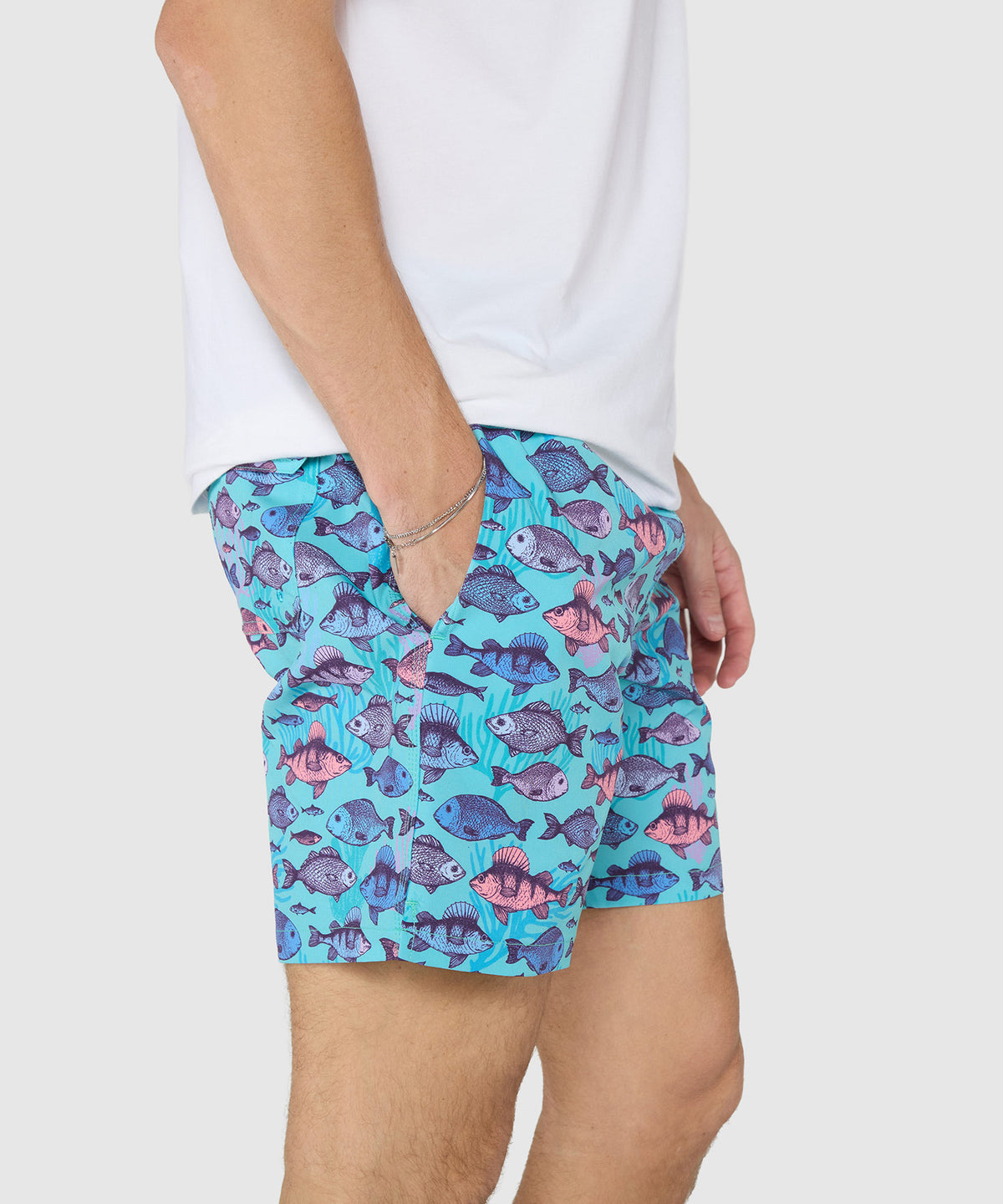 Westport Black Hampton Fish Print Swim Shorts, Men's Big & Tall