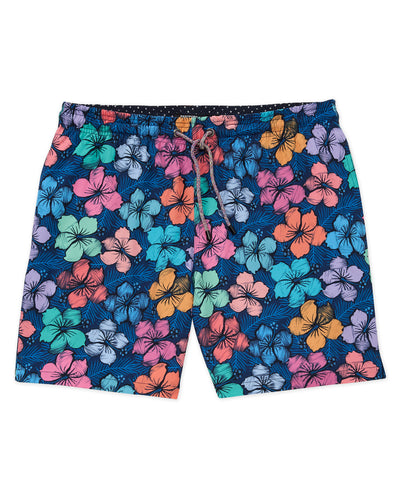 Westport Black Hampton Hibiscus Print Swim Shorts, Men's Big & Tall
