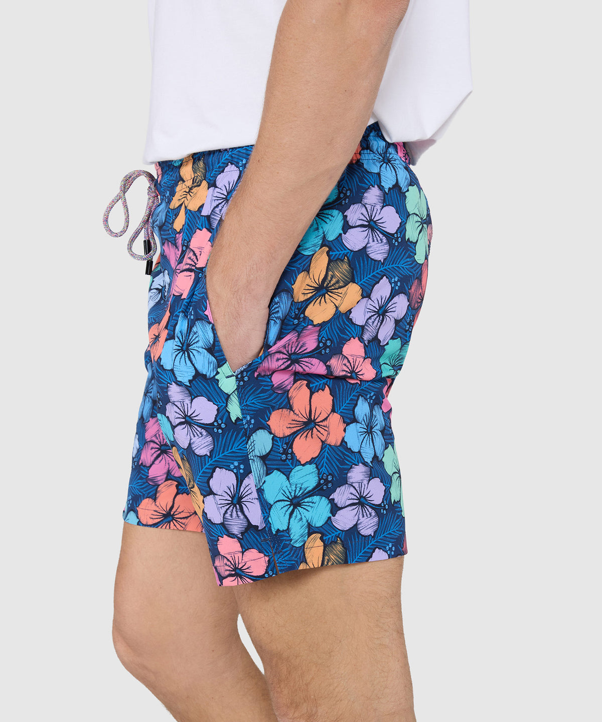 Westport Black Hampton Hibiscus Print Swim Shorts, Men's Big & Tall
