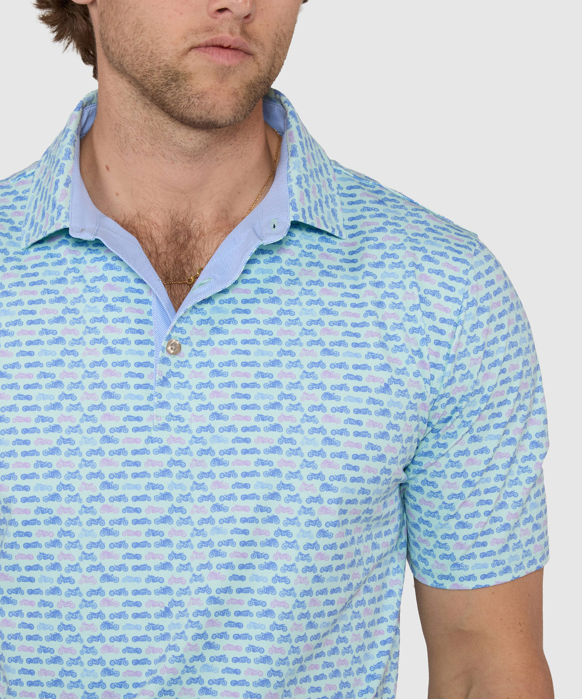 Westport Lifestyle Short Sleeve Motor Bike Print Performance Polo, Men's Big & Tall