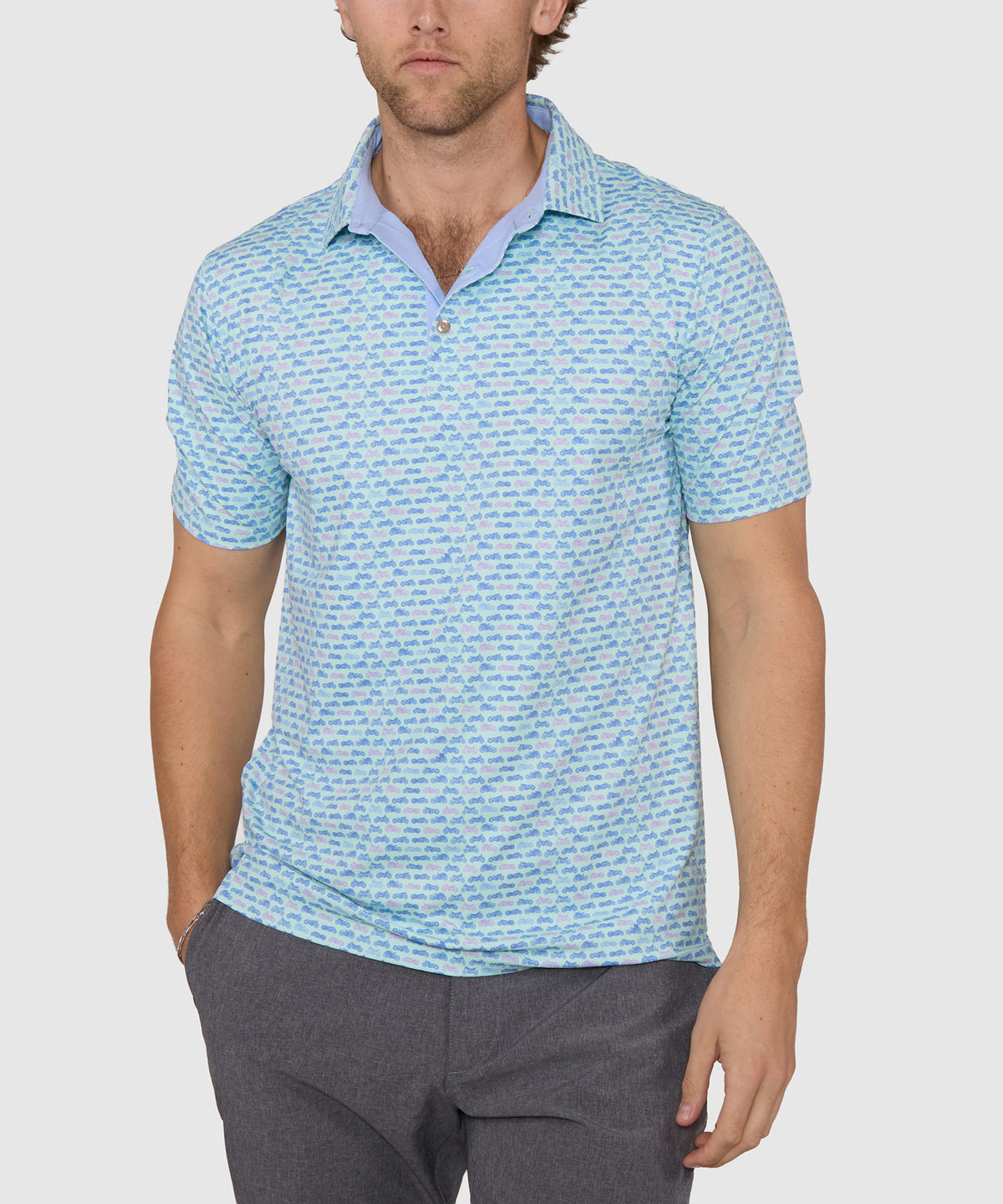 Westport Lifestyle Short Sleeve Motor Bike Print Performance Polo, Men's Big & Tall