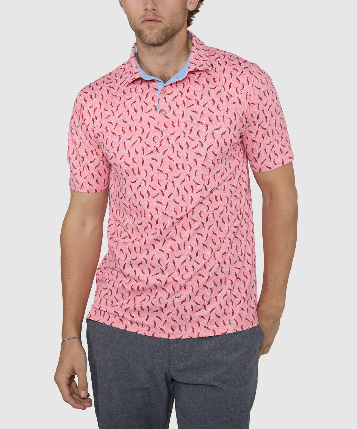 Westport Lifestyle Short Sleeve Peppers Print Performance Polo, Men's Big & Tall