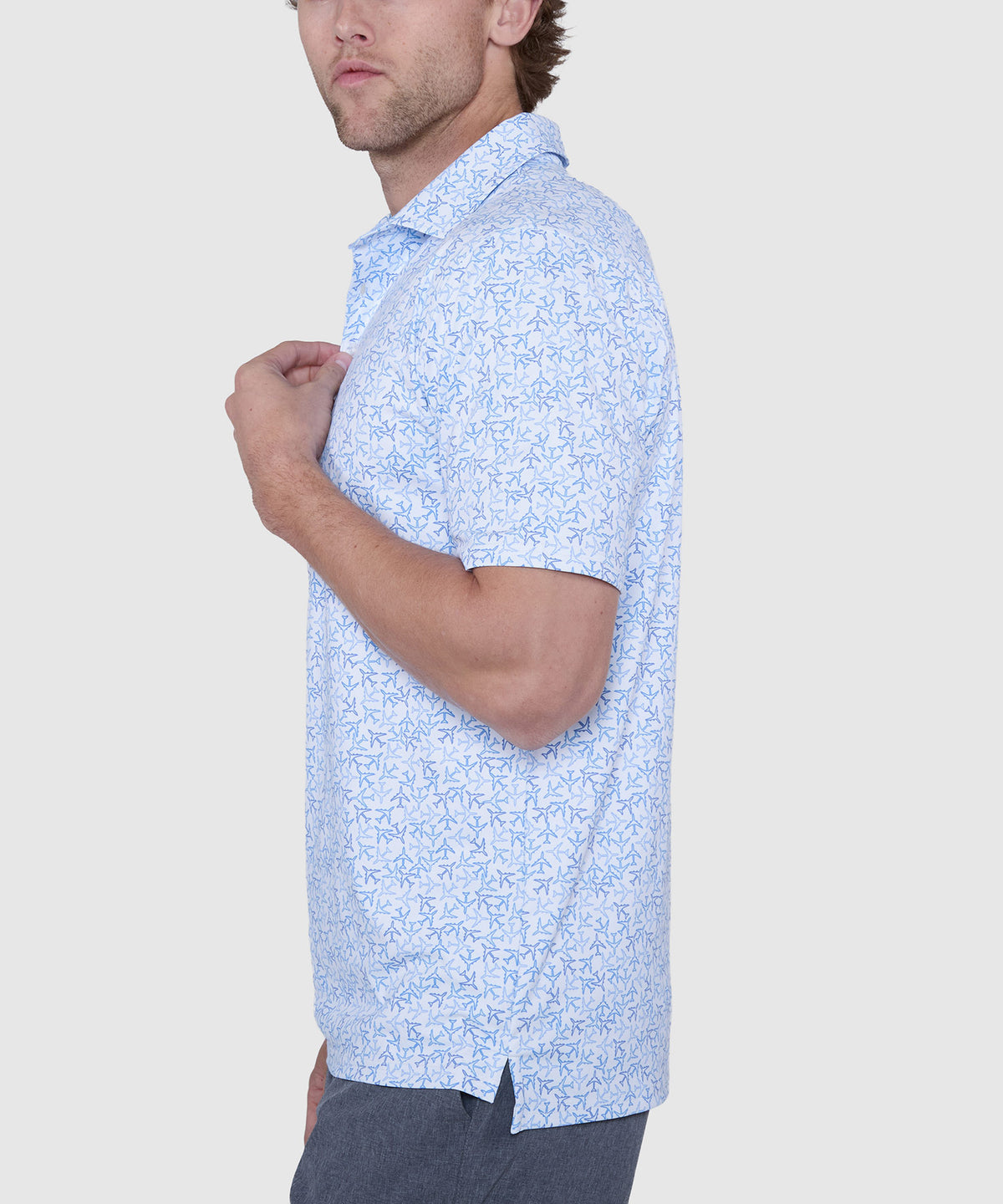 Westport Lifestyle Short Sleeve Airplanes Print Performance Polo, Men's Big & Tall