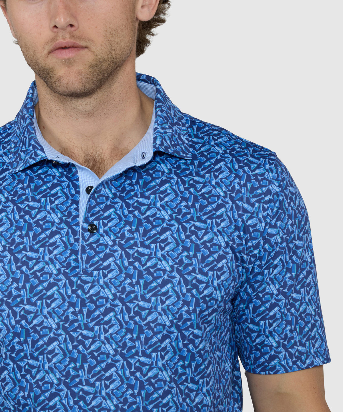 Westport Lifestyle Short Sleeve Cocktail Print Performance Polo, Men's Big & Tall