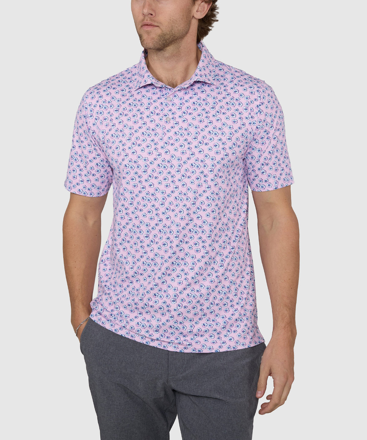 Westport Lifestyle Short Sleeve Blossom Print Performance Polo, Men's Big & Tall
