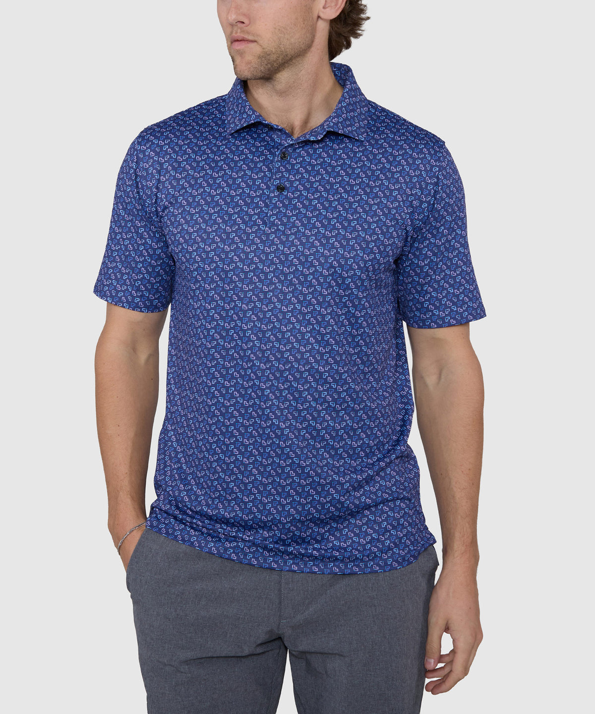 Westport Lifestyle Short Sleeve Geo Print Performance Polo, Men's Big & Tall