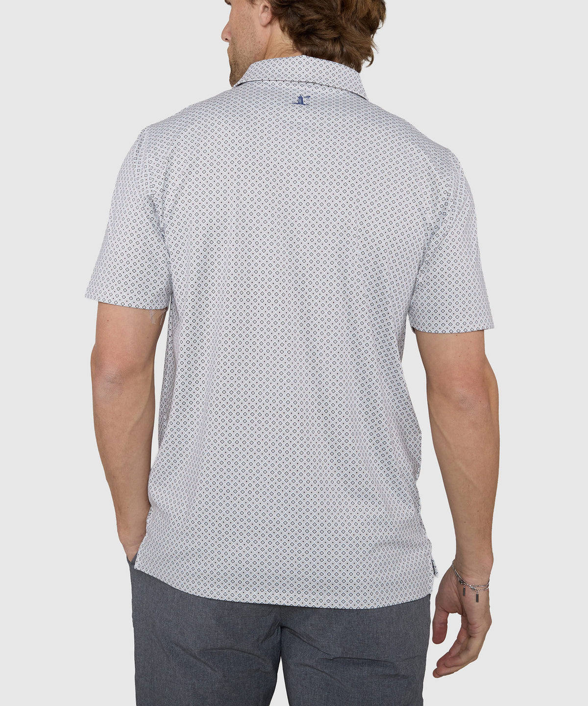 Westport Lifestyle Short Sleeve Diamond Print Performance Polo, Men's Big & Tall