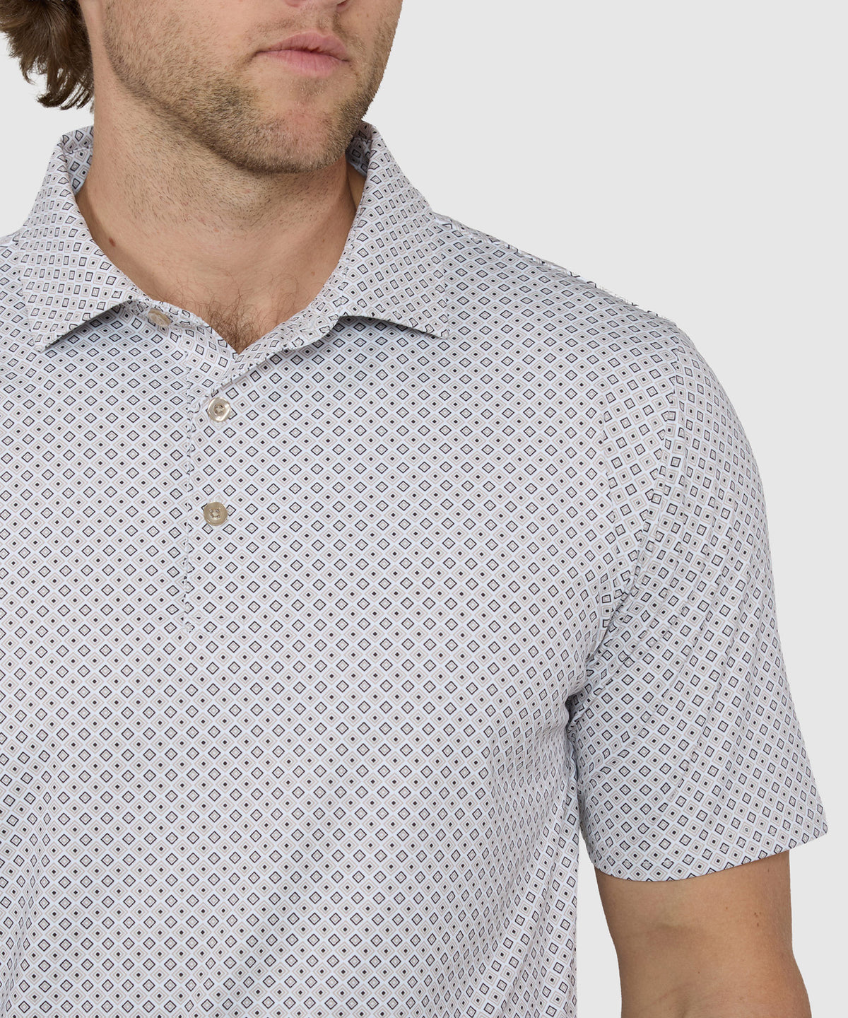 Westport Lifestyle Short Sleeve Diamond Print Performance Polo, Men's Big & Tall