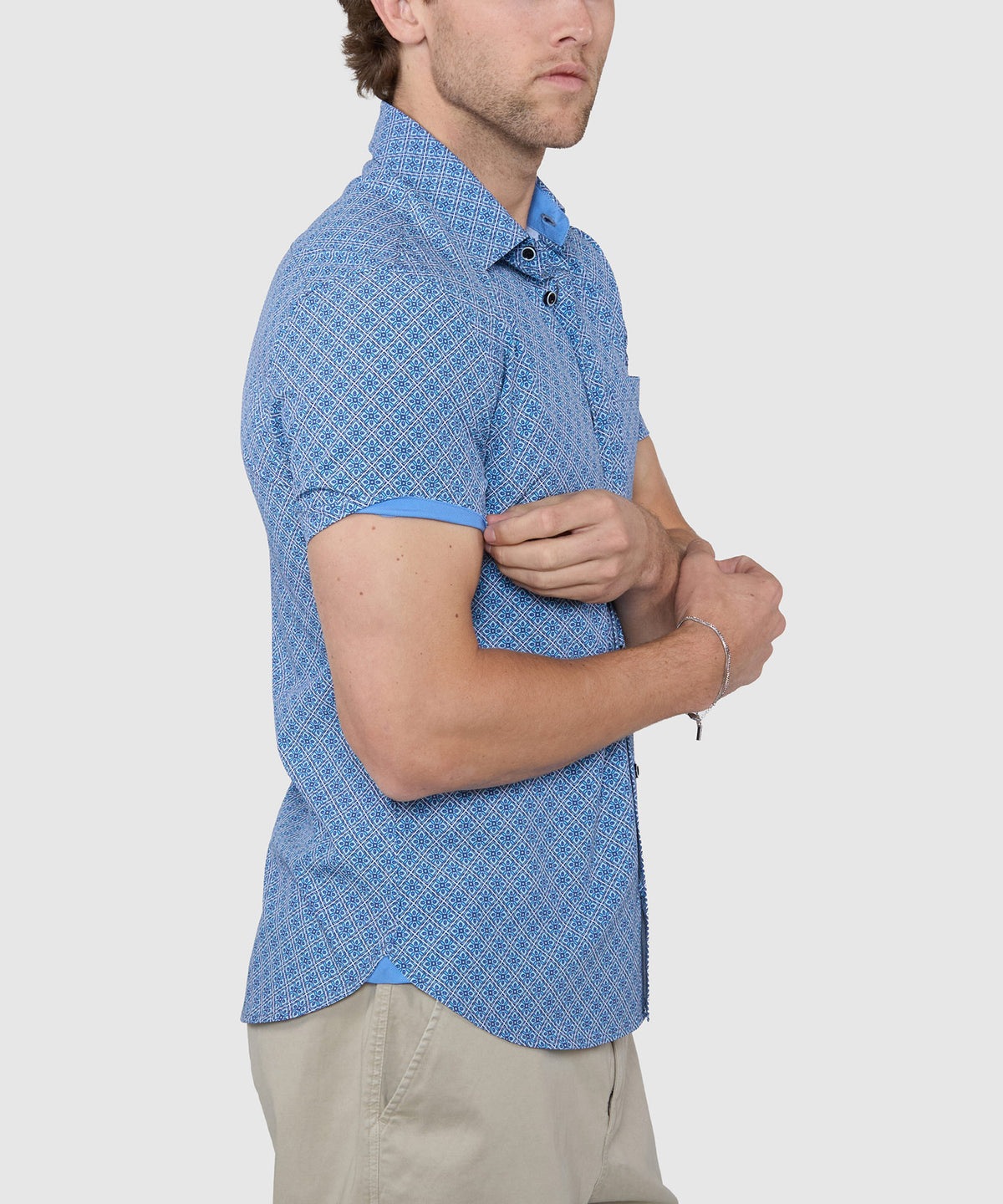 Westport Lifestyle Tile Print Performance Stretch Sport Shirt, Men's Big & Tall